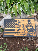 Load image into Gallery viewer, Firefighter Flames Wooden Flag
